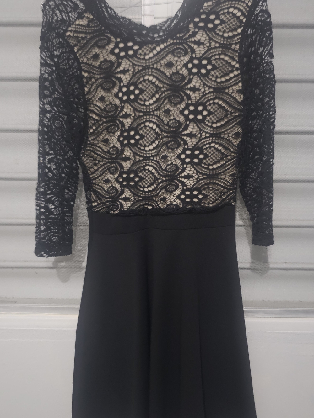 Black Lace Bodice Evening Dress - Women's